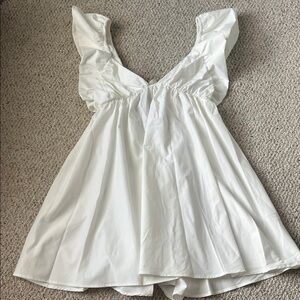 White Ruffle Sleeve Dress